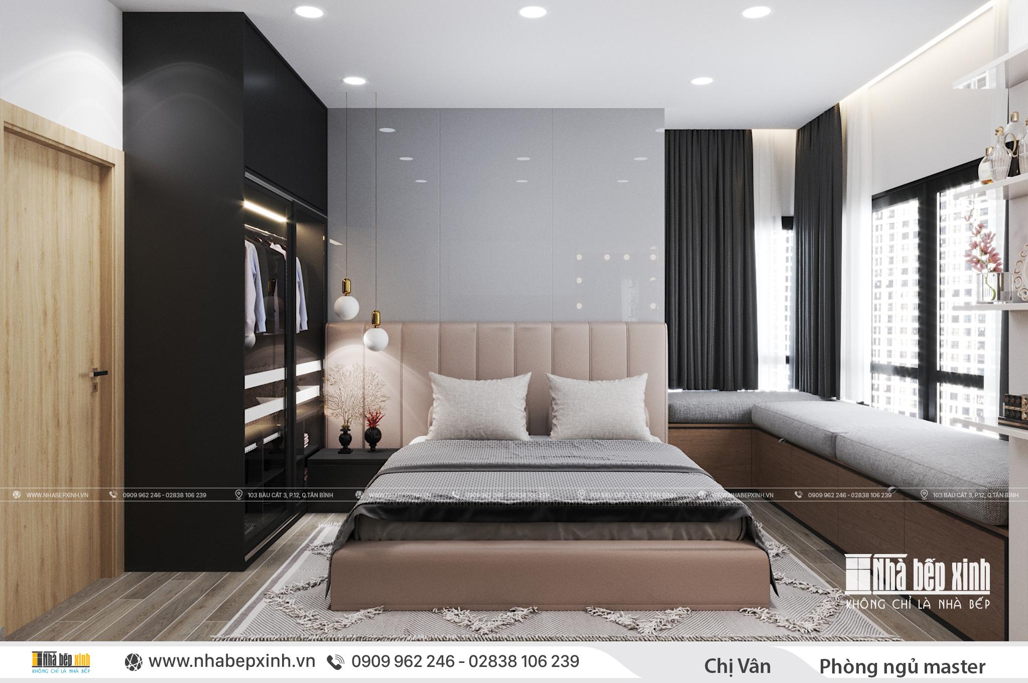 Thiết kế phòng ngủ Master hiện đại tại Emerald Celadon City 104m2